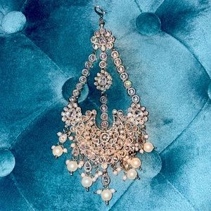 Silver Polki Diamond and pearl jhumar paasa head jewelry